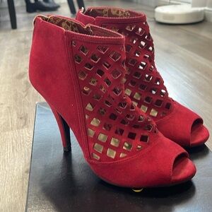 Red suede heels